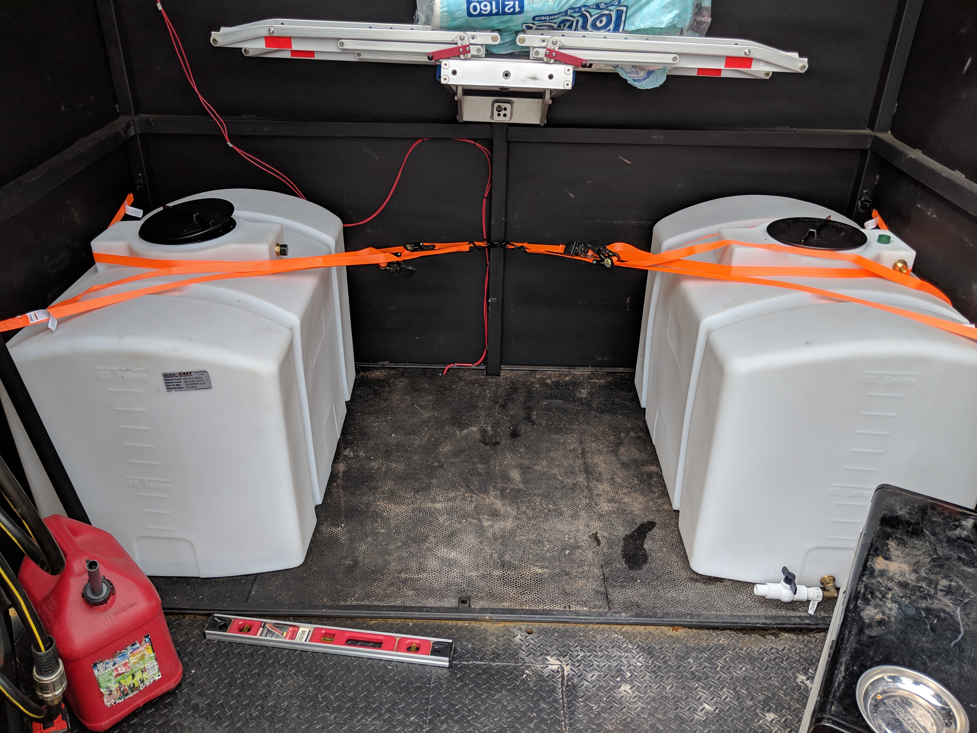 Addition of two 125 Gallon tanks, one fresh, one waste.