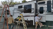 Waxing the camper